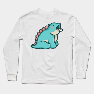 Cute stegosaurus giving flower, mlem, Dinosaur Long Sleeve T-Shirt